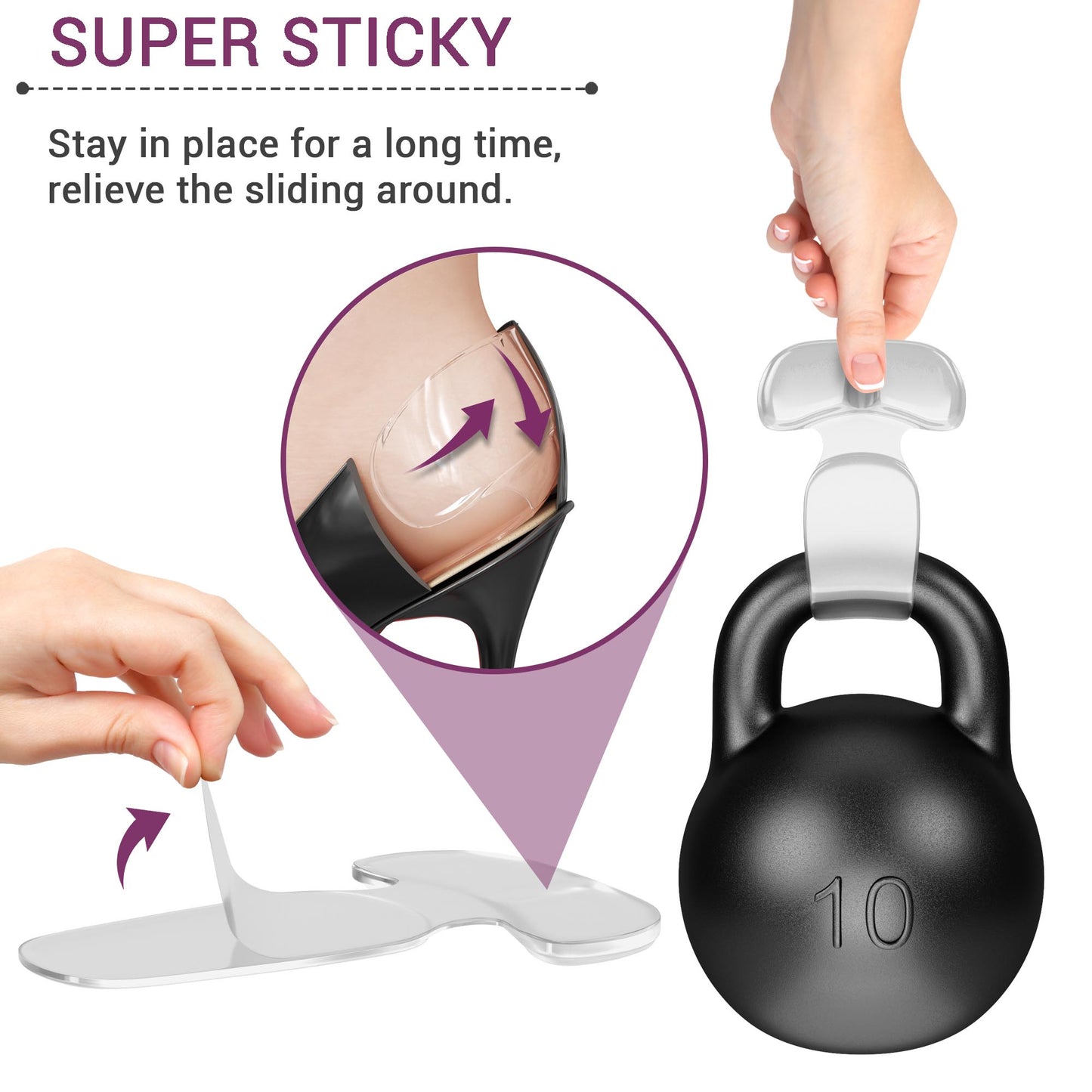 Clear & double-cushioned heel inserts