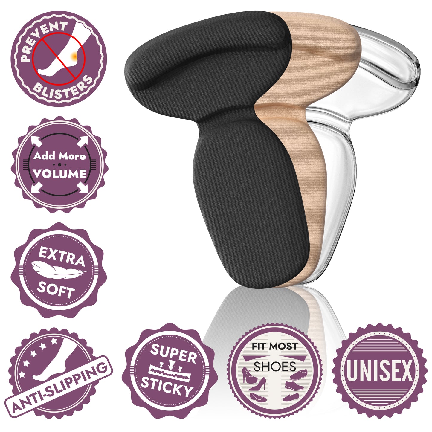 Clear heel inserts